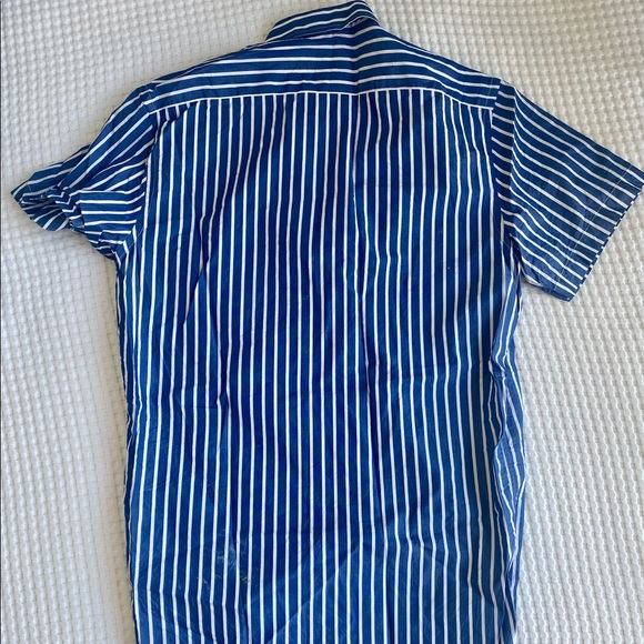 Men’s Short Sleeve Button Up, Pinstripe Blue and White, Small - Picture 4 of 4